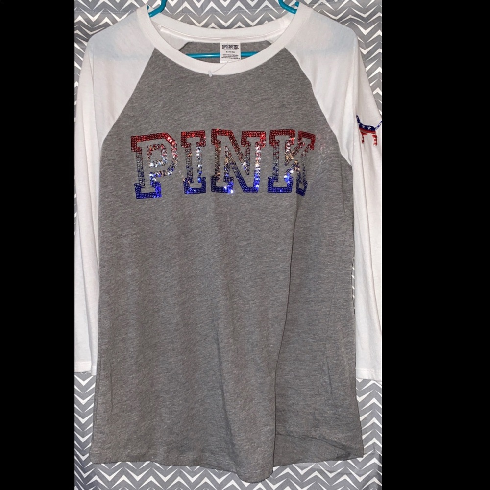 Baseball PINK red white and blue Tee